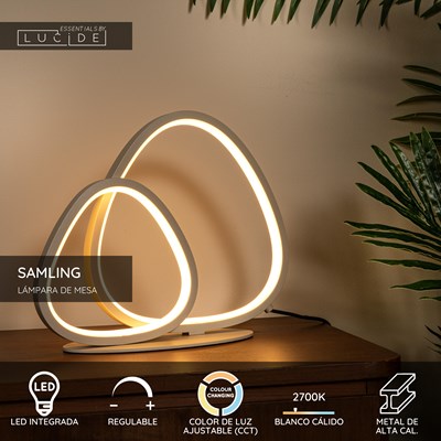 Lucide SAMLING - Lámpara de mesa - LED Regul. - CCT - 1x16W 2700K/4000K - Taupe | Essential